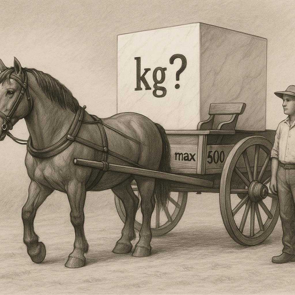 Un caballo y un cubo de mármol