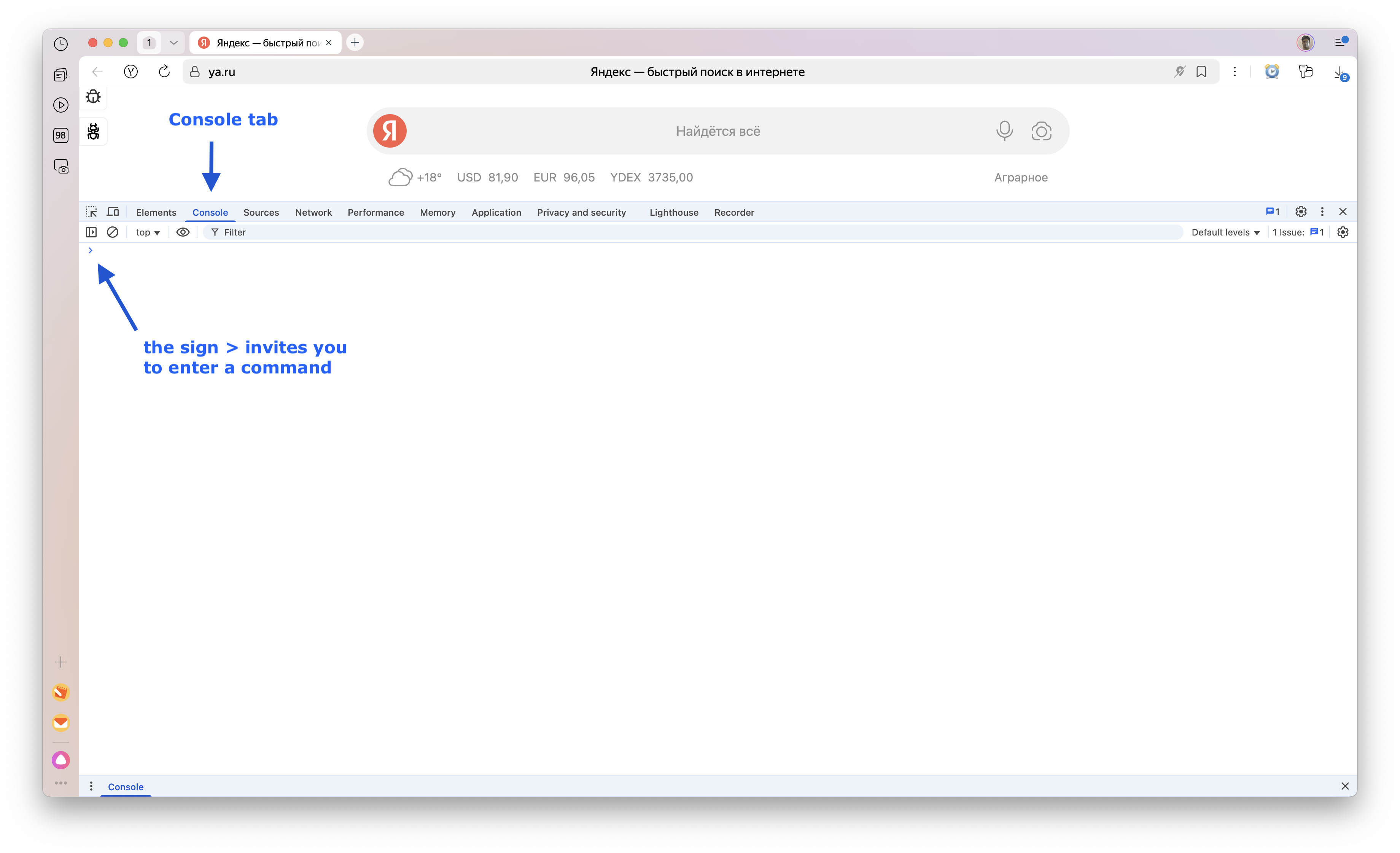 Console in Browser