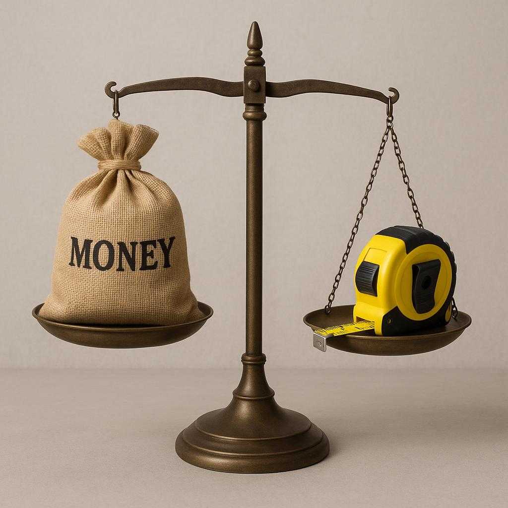 Money vs Distance on a Scale