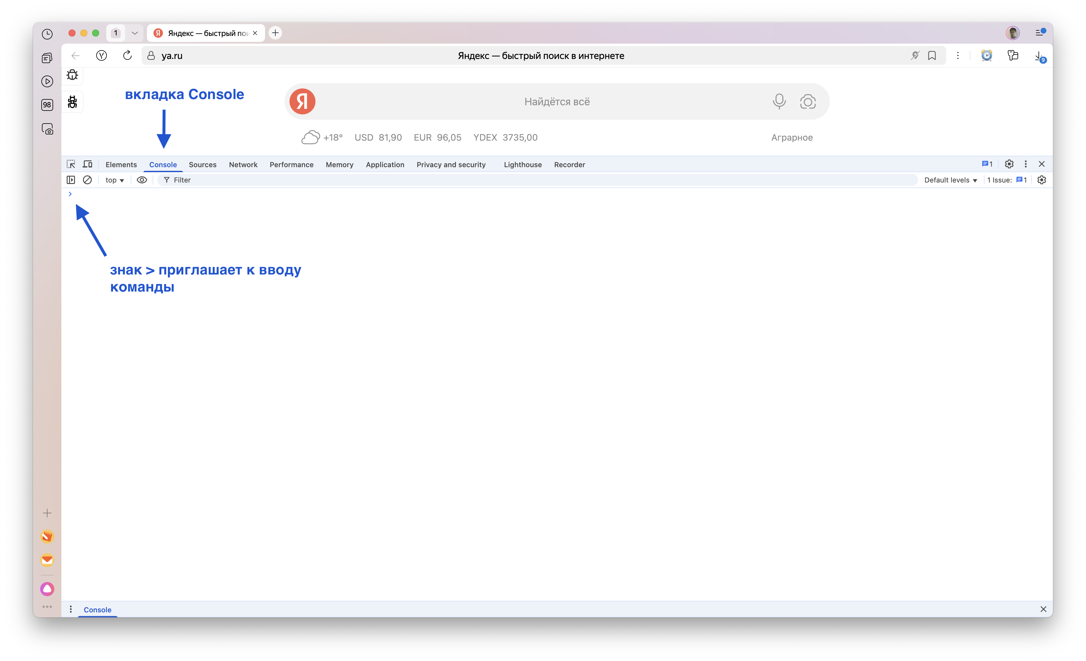 Console in Browser